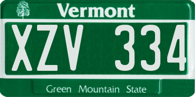 VT license plate XZV334