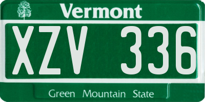 VT license plate XZV336