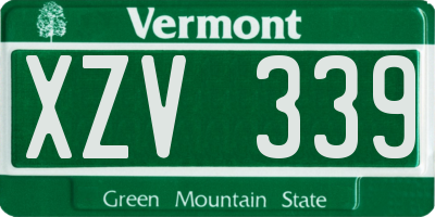 VT license plate XZV339
