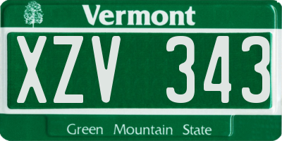 VT license plate XZV343