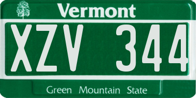 VT license plate XZV344