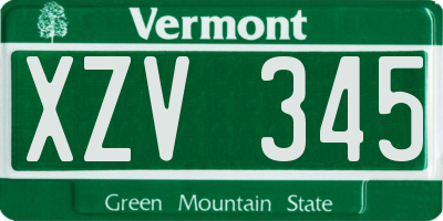 VT license plate XZV345