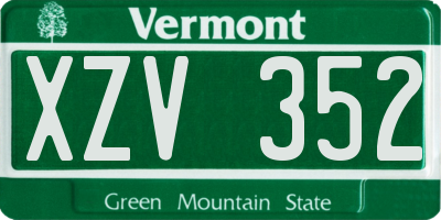 VT license plate XZV352
