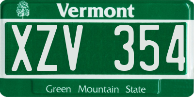 VT license plate XZV354