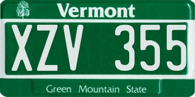 VT license plate XZV355
