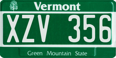 VT license plate XZV356