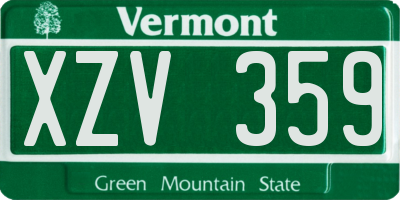 VT license plate XZV359