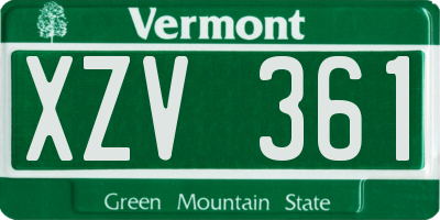 VT license plate XZV361