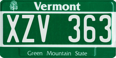 VT license plate XZV363
