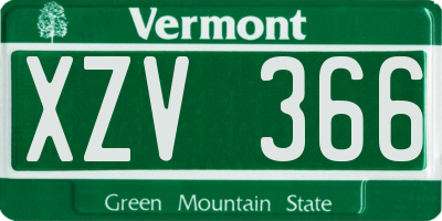 VT license plate XZV366