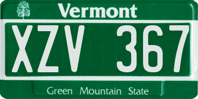 VT license plate XZV367
