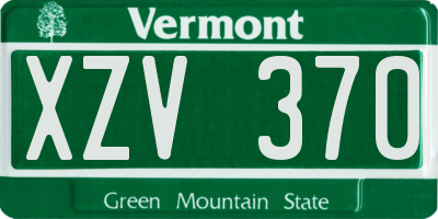 VT license plate XZV370