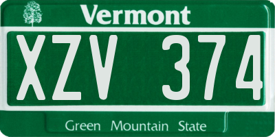 VT license plate XZV374