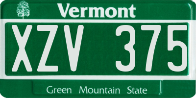 VT license plate XZV375