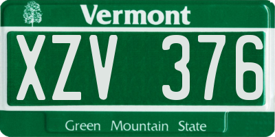 VT license plate XZV376