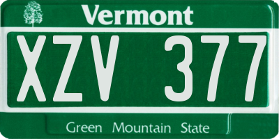 VT license plate XZV377