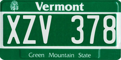 VT license plate XZV378