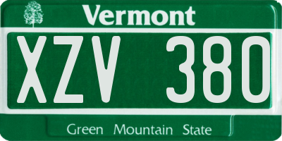 VT license plate XZV380