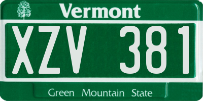 VT license plate XZV381