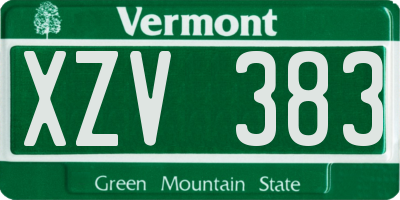 VT license plate XZV383