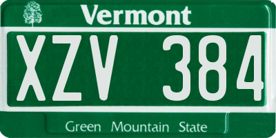 VT license plate XZV384