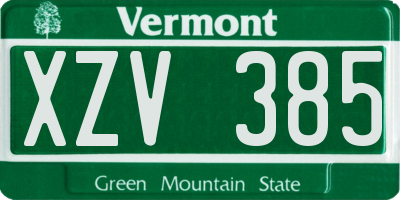 VT license plate XZV385