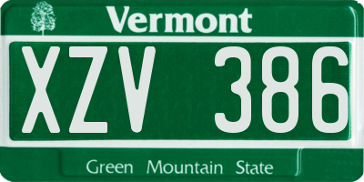 VT license plate XZV386