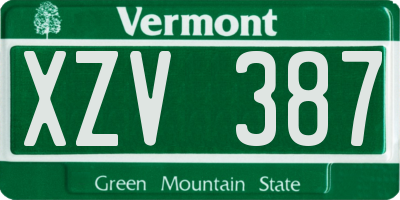 VT license plate XZV387