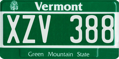 VT license plate XZV388