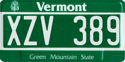 VT license plate XZV389