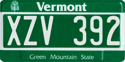 VT license plate XZV392