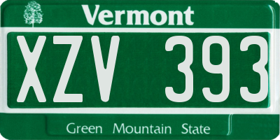 VT license plate XZV393