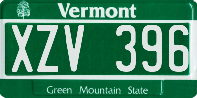 VT license plate XZV396