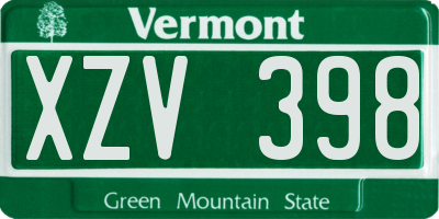 VT license plate XZV398