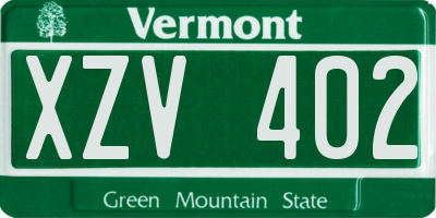 VT license plate XZV402