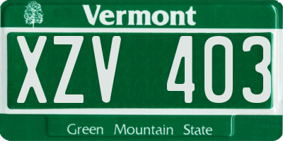 VT license plate XZV403