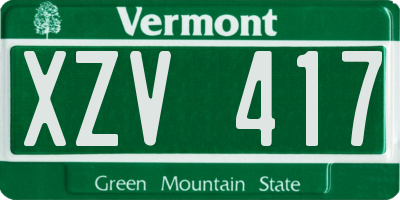 VT license plate XZV417