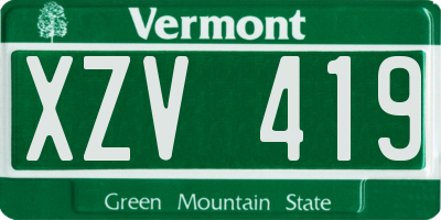 VT license plate XZV419