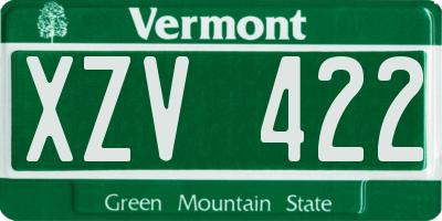 VT license plate XZV422