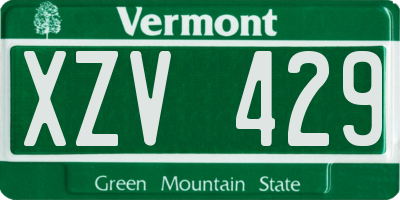VT license plate XZV429