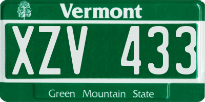VT license plate XZV433