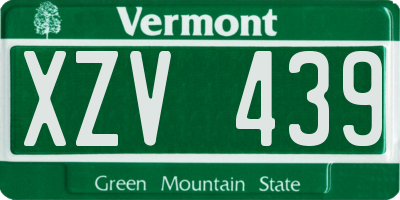 VT license plate XZV439