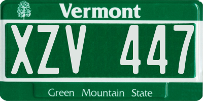 VT license plate XZV447