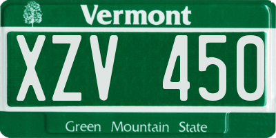 VT license plate XZV450