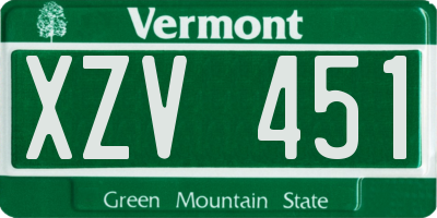 VT license plate XZV451