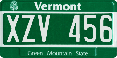 VT license plate XZV456