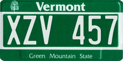 VT license plate XZV457