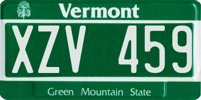 VT license plate XZV459