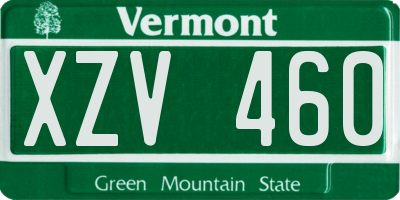 VT license plate XZV460
