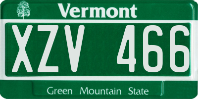 VT license plate XZV466